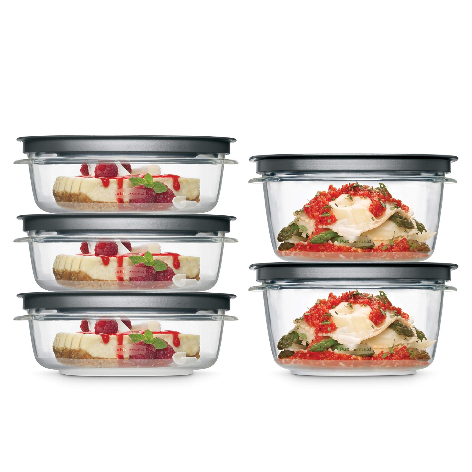 Rubbermaid Premier Food Storage Container, 10 Piece Set, Grey, BPA-Free, Micr…