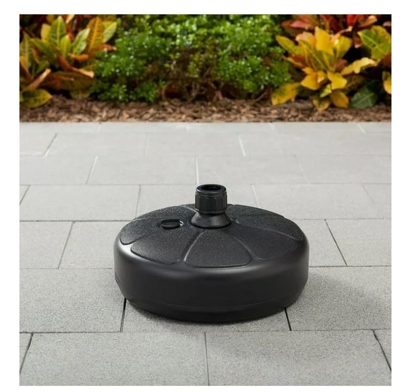 Mainstays 26lb Outdoor Fillable Round Resin Opp Umbrella Base Black