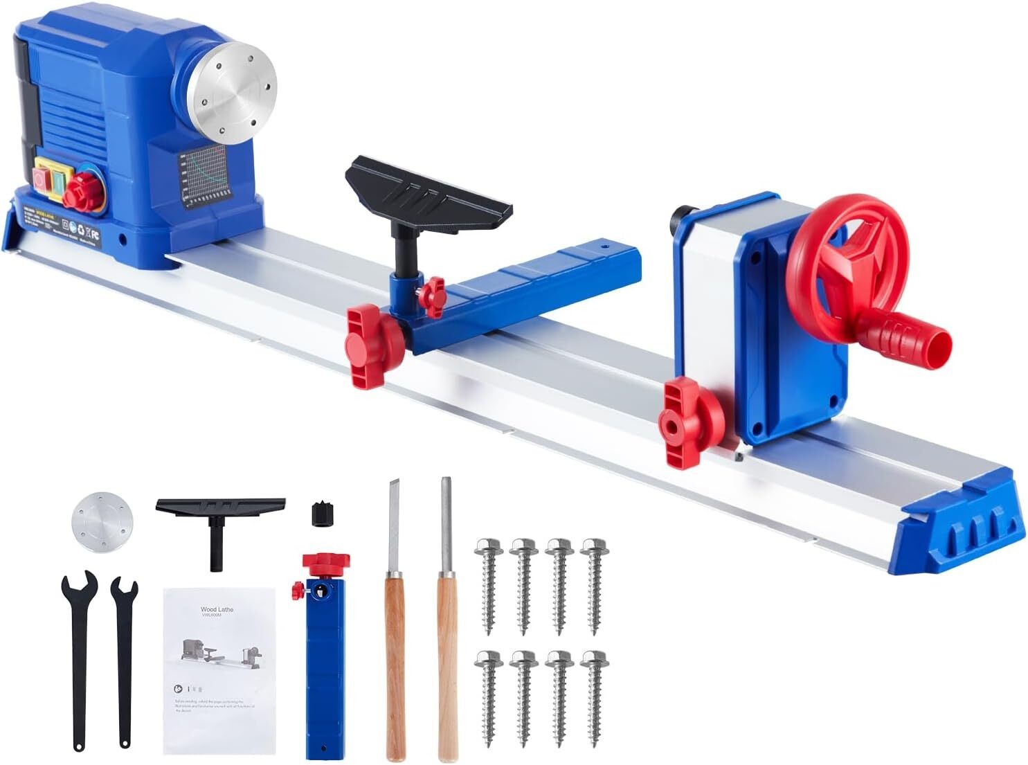10″x24″ Benchtop Wood Lathe Machine 0.8 HP 600W Wood Lathe Machine Turning Lathe
