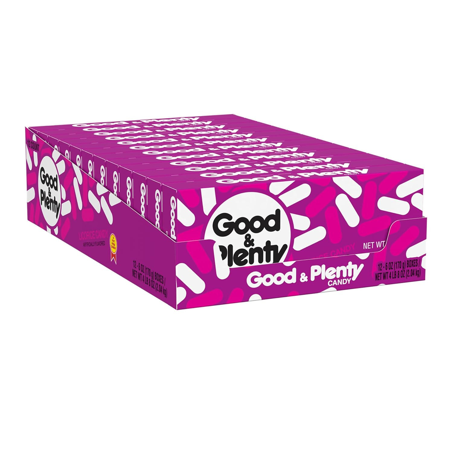 GOOD and PLENTY Licorice Fat Free, Candy Boxes, Vegetarian, 6 Oz (12 Count)