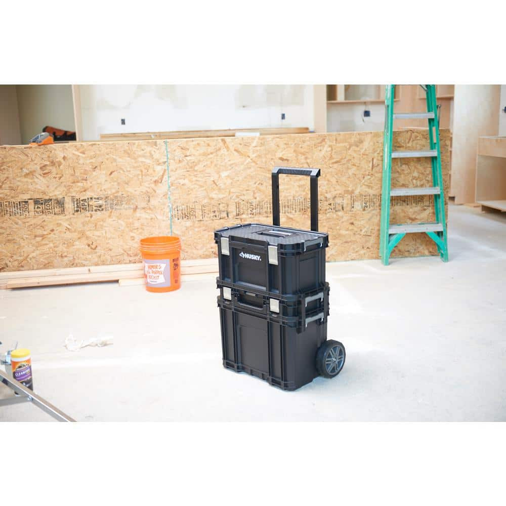 22 in. Husky Portable Rolling Tool Box on Wheels Cart Part Organizer Storage Bin