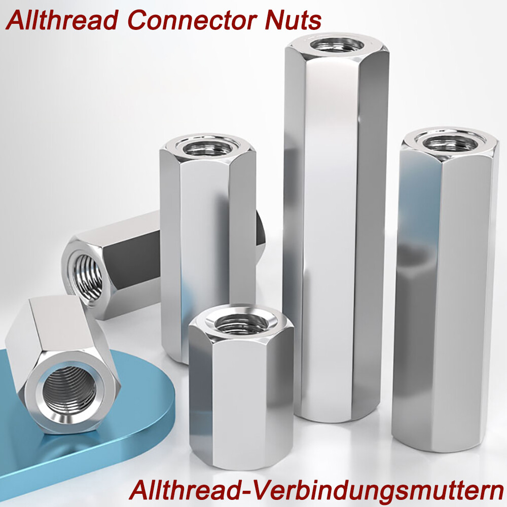 All Thread Threaded Rod Bar Choice Of Stud Connectors Nuts Nylocs Washers
