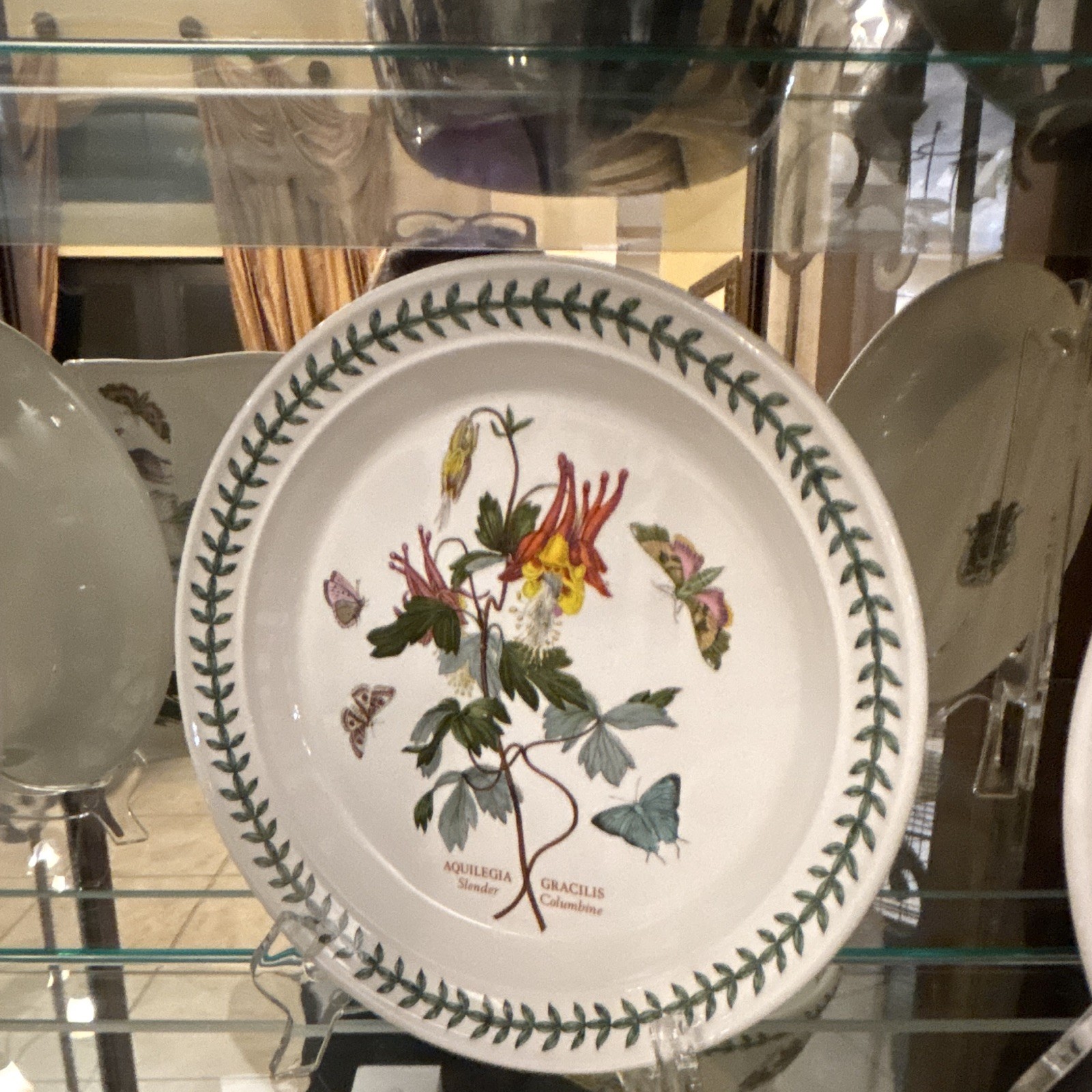 Portmeirion Botanic Garden Dinner Plate Aquilegia Gracilis Slender Columbine