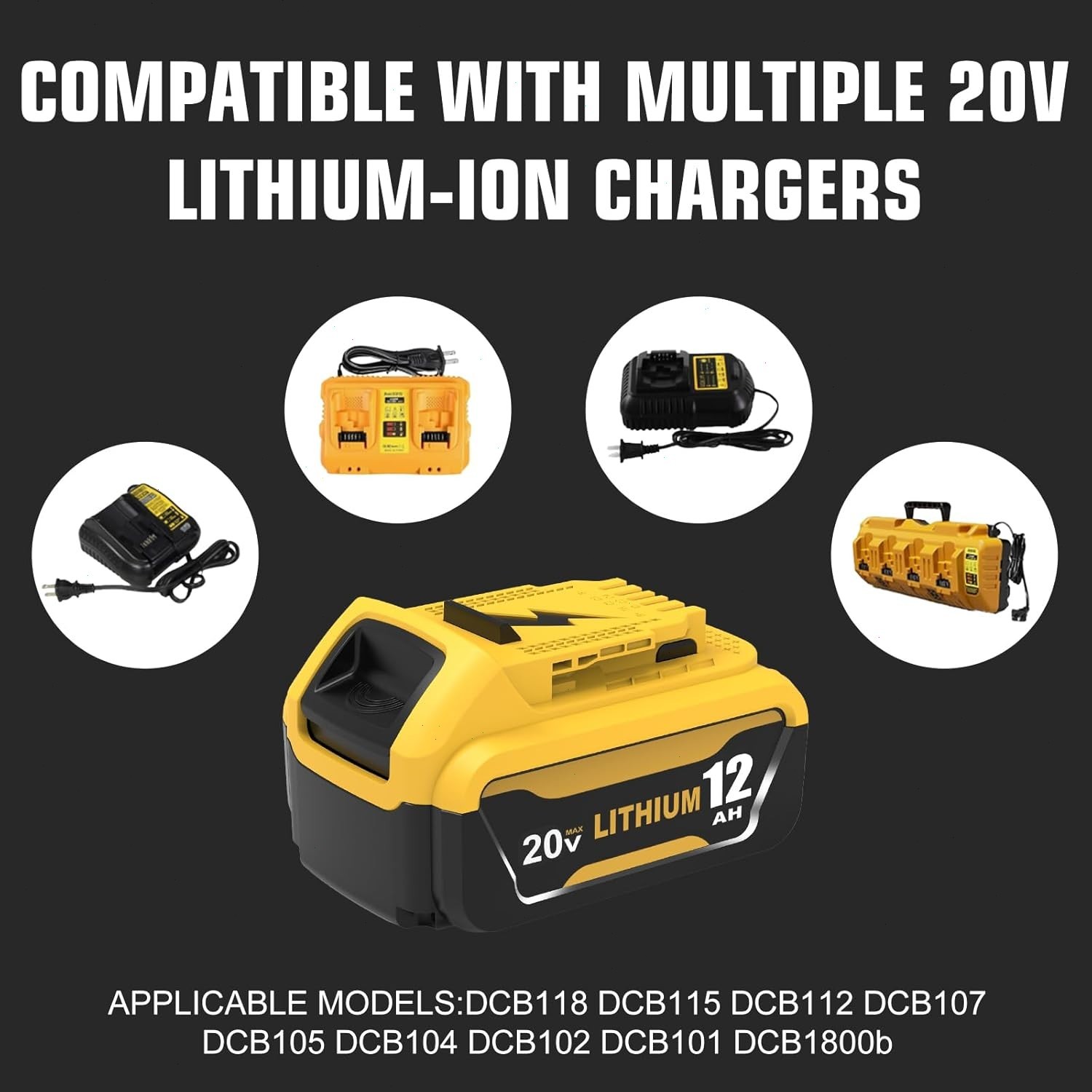 2 Pack 12.0AH For DeWalt 20V 20 Volt Max XR Lithium Ion Battery DCB206-2 DCB206