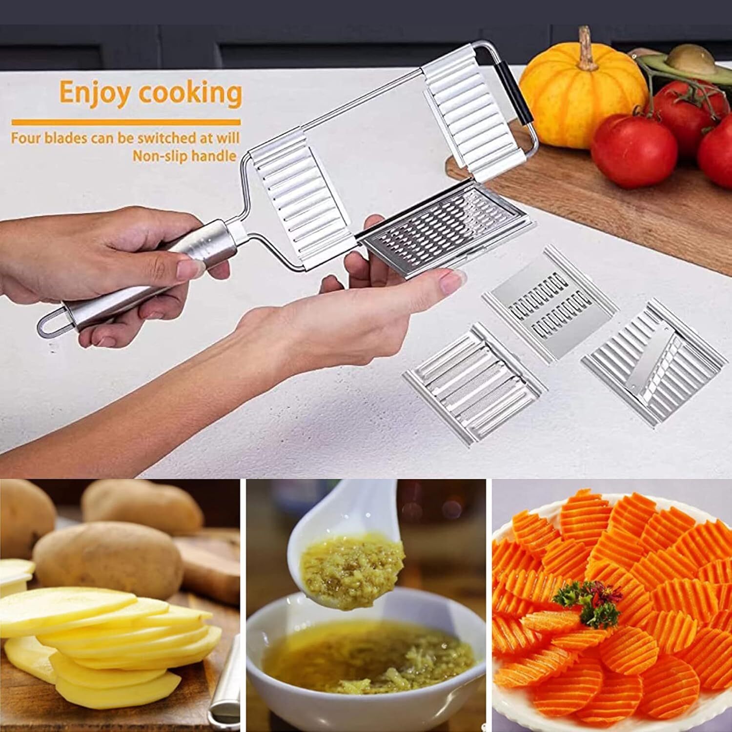 4 in 1 Vegetable Slicer Shredder Grater Cutter Manual Carrot Potato Grater Lot