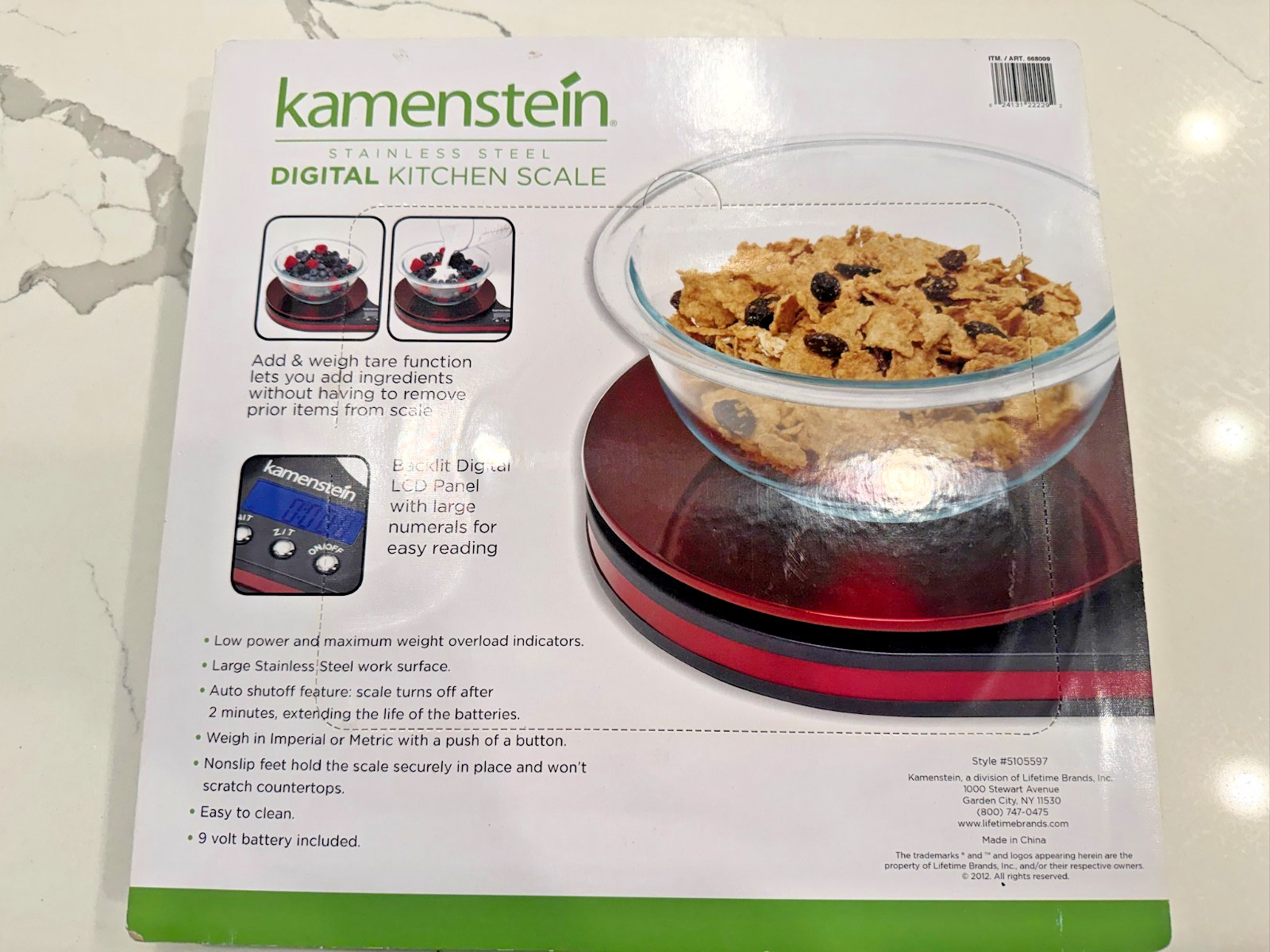 Kamenstein Stainless Steel Digital Kitchen Scale Red Metallic 11 lb Capacity New