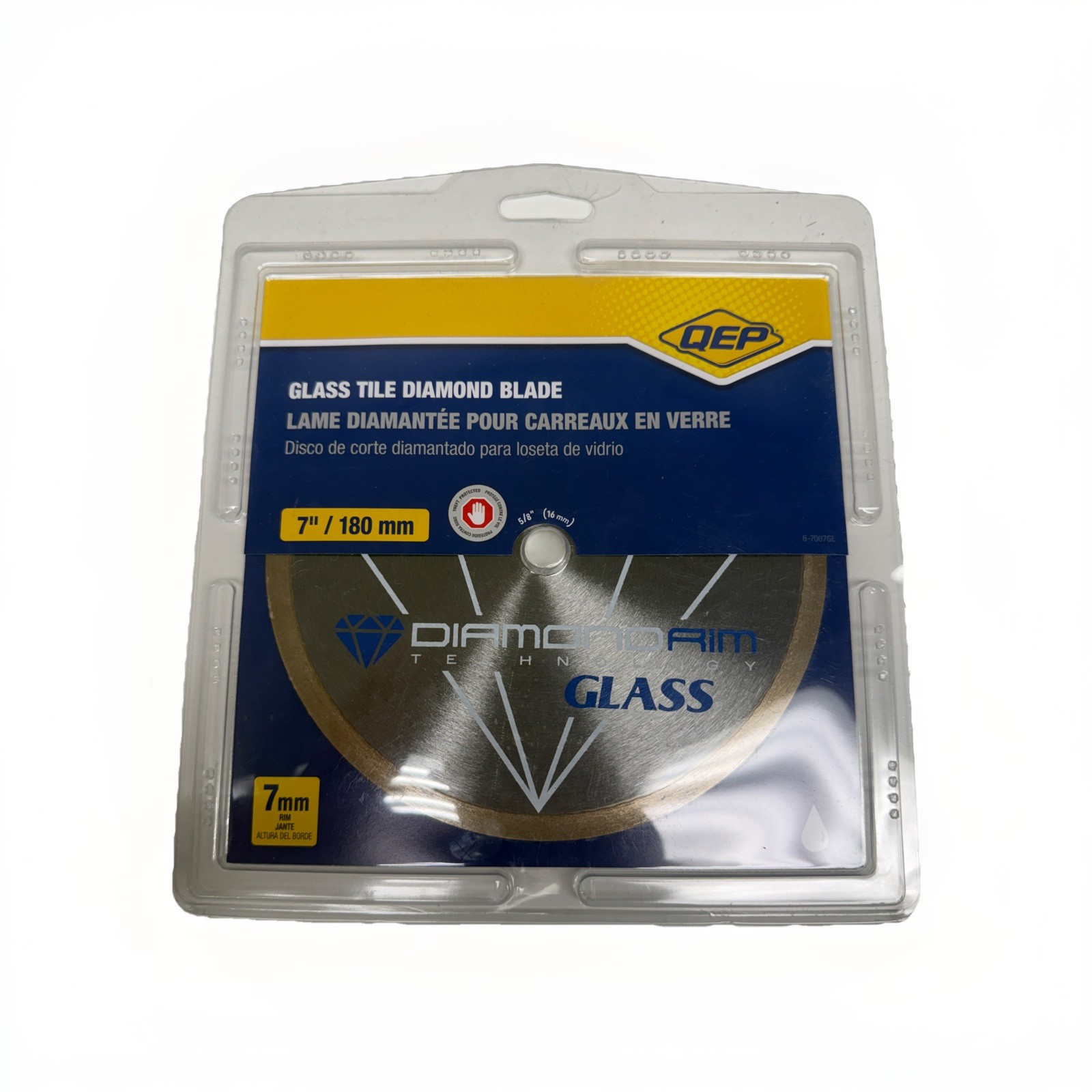 QEP 6-7007GL 7-Inch Continuous Rim Glass Tile Diamond Blade, 7mm Rim Height