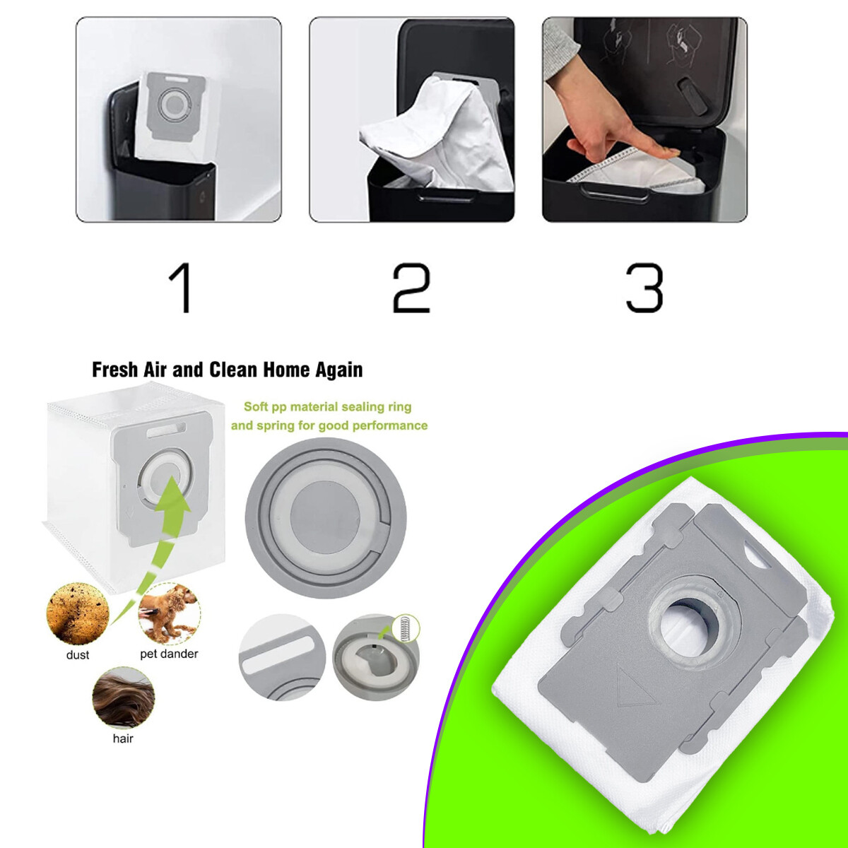 8 Pack Vacuum Bags Replacement iRobot Roomba i3+ i4+ i6+ i7+ i7+ j7 j7+ i8 i8+