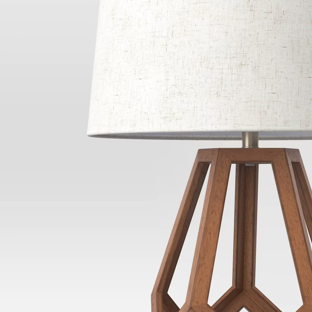 Large Wood Geo Assembled Table Lamp Brown – Threshold