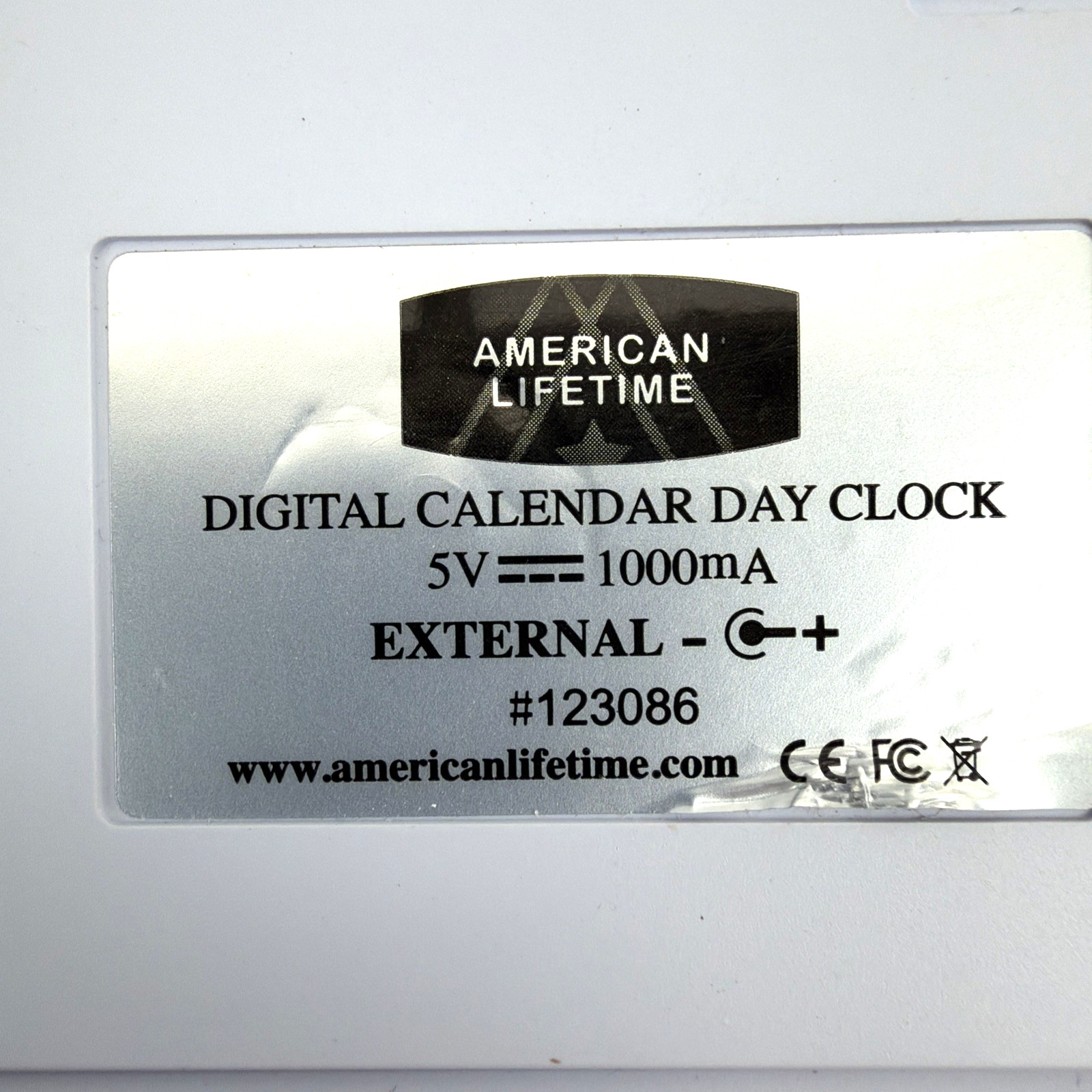 American Lifetime Digital Calendar Day Clock 8 in White Frame w/ Plug