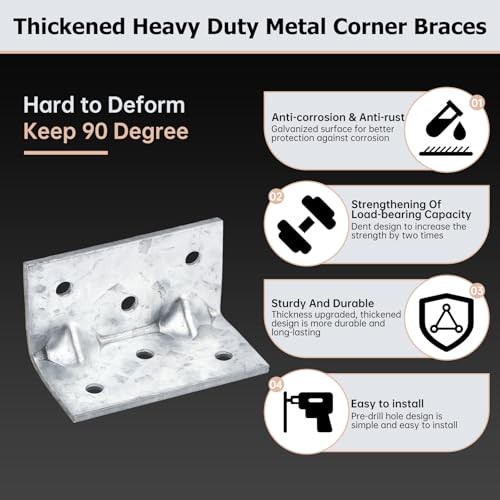 20 Pcs Steel L Brackets Corner Brace 2.36″x1.26″x1.26″ Galvanized Silver
