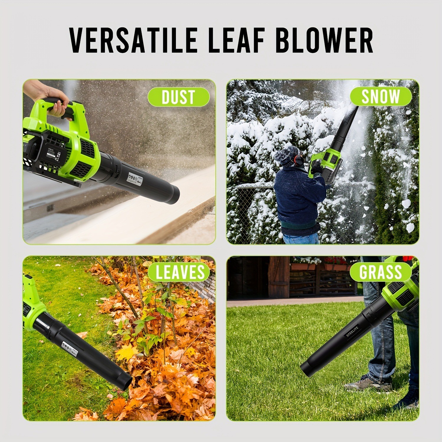 STEELITE 21V 120 MPH 400 CFM Cordless Leaf Blower/Sweeper with 4.0 Ah Battery