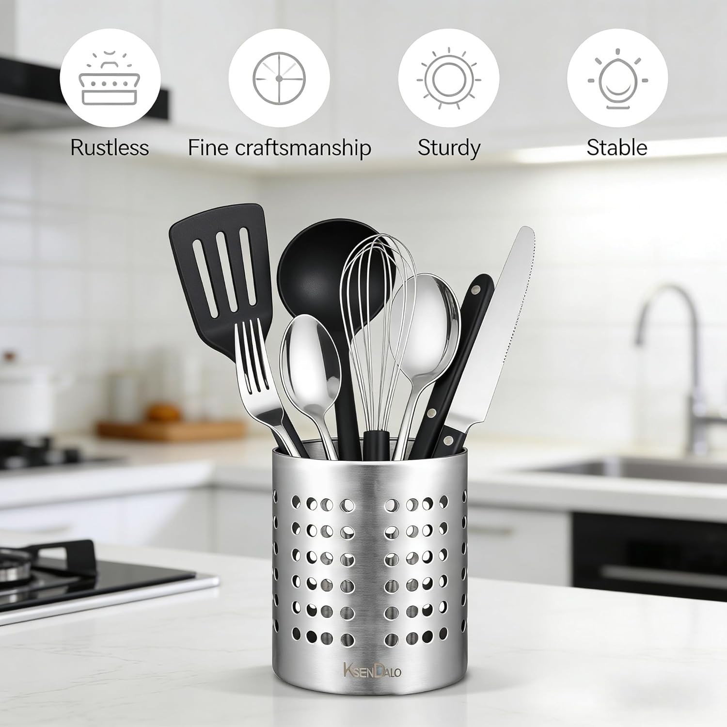 Versatile Silver Utensil Drying Rack for Stylish Kitchen Organization – 5.32in