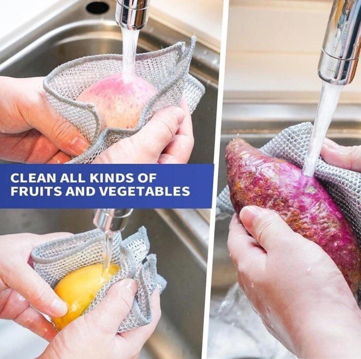 Mesh Wire Multi-Purpose Wash-Cloth Kitchen Deep Clean Towel Steel Pot Dish Rag