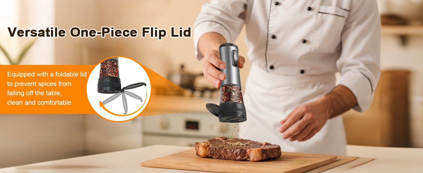 Electric Salt Pepper Grinder Set, Rechargeable Base, Adjustable Coarseness, 2PCS