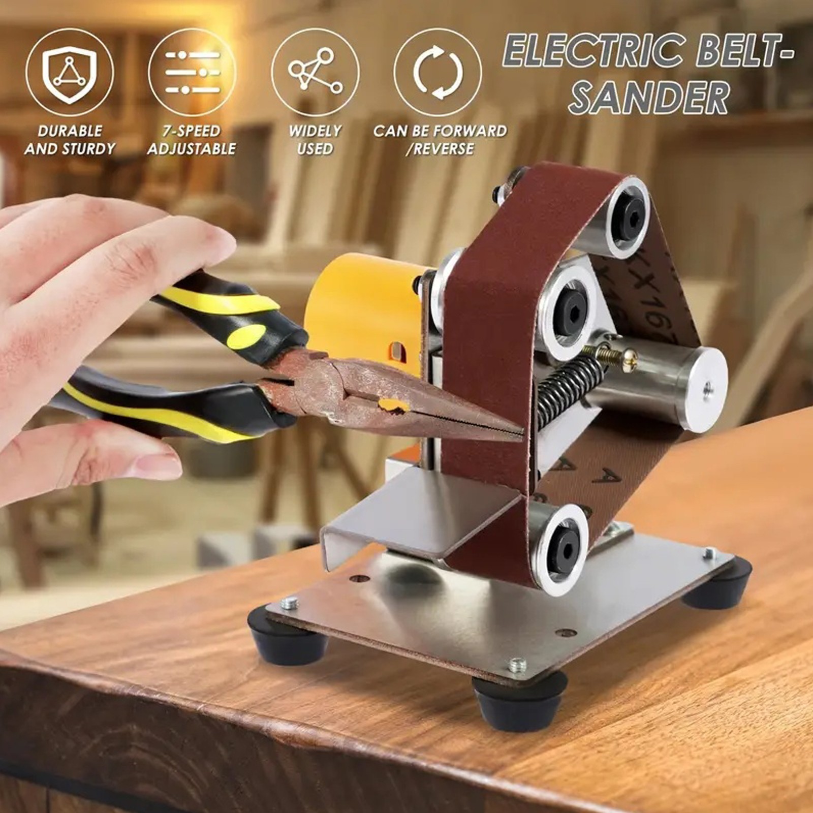 Mini Electric Belt Sander 7 Speed Adjustable Sanding Machine Polishing Grinding