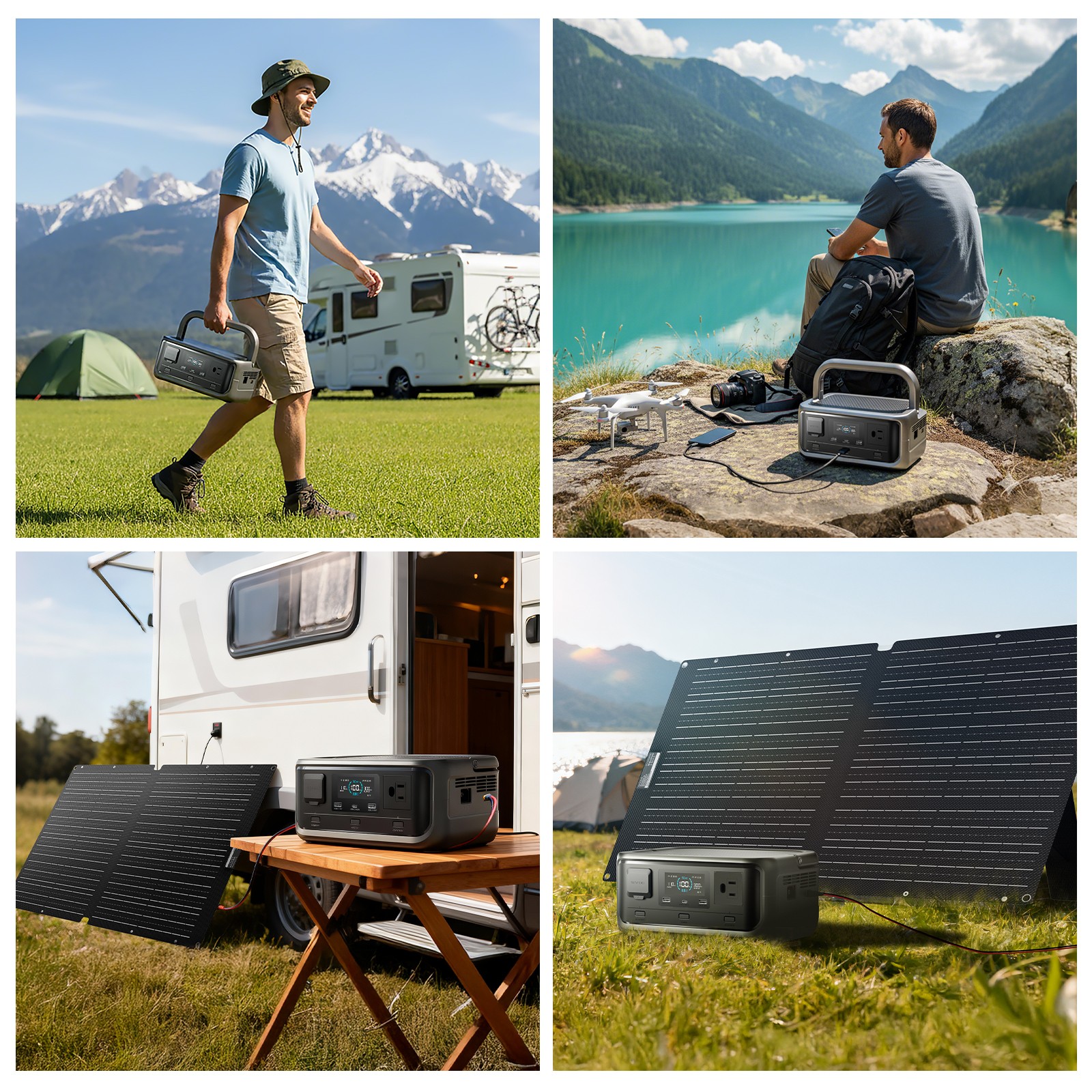 ALLPOWERS 600W Portable Power Station Generator LiFePO4 with 100W Solar Panel