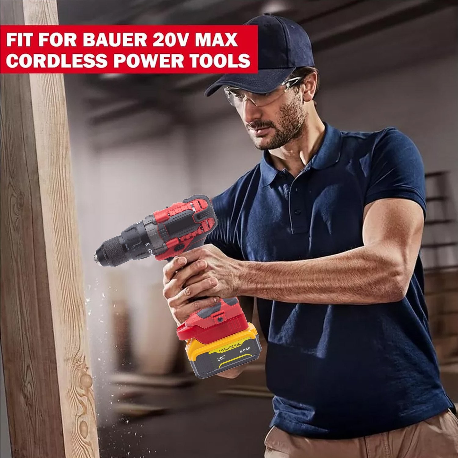 Upgrade Adapter For Dewalt 20V Li-Ion Battery to For Bauer 20V Power Tools