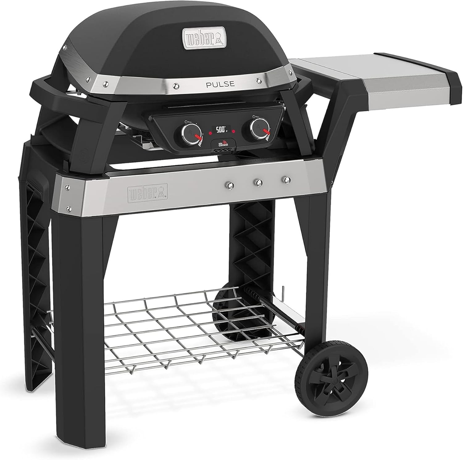 Weber Pulse 2000 Electric Grill Rolling Cart w/Foldable Table, Black BRAND NEW