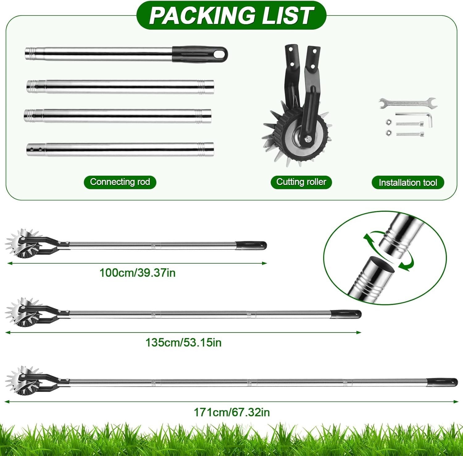 Wheel Rotary Edger Lawn Tool, Sidewalk 66.7Inch Manual Lawn Edger