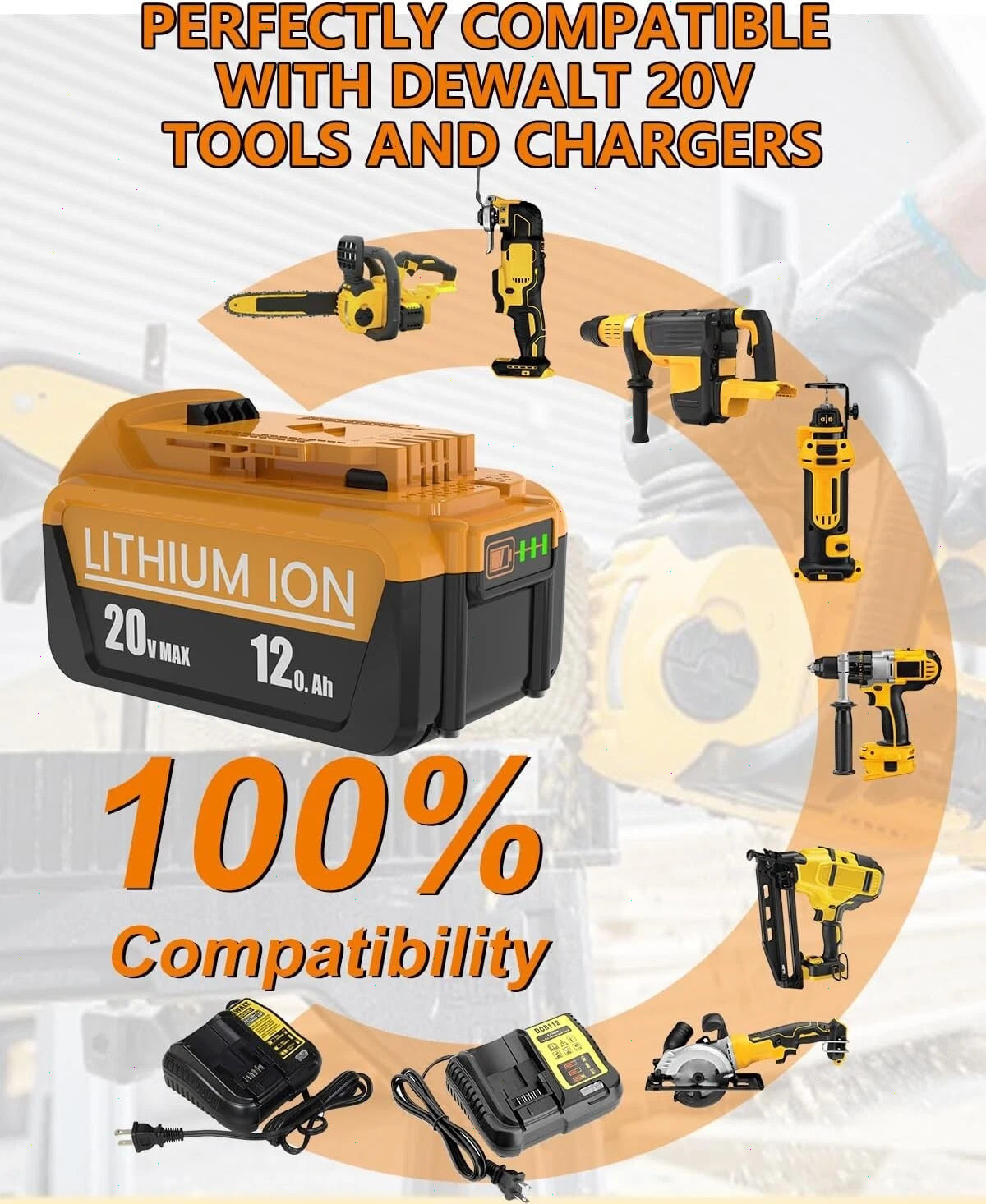 2Pack For DeWalt 20V 20 Volt Max XR 12.0AH Lithium Battery DCB206-2+Dual Charger
