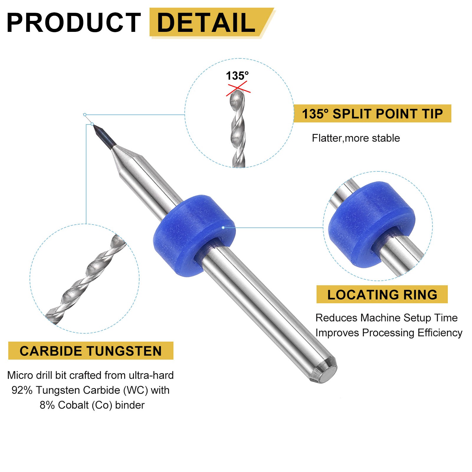 0.1mm Micro Drill Bits 3.175mm Shank Carbide for Print Circuit Board 10pcs