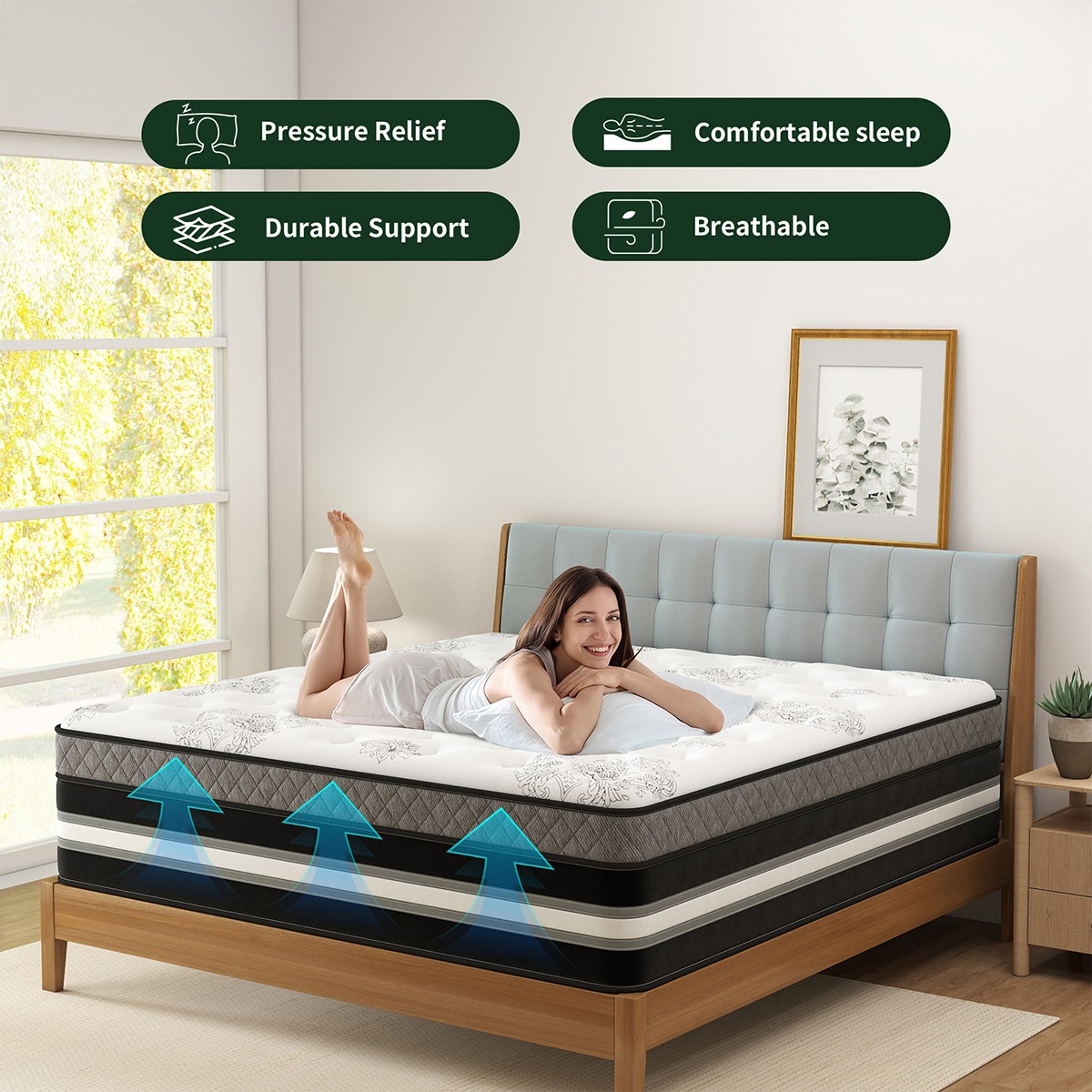 12″14″ Mattress Twin Full Queen King Size Gel Memory Foam Pocket Spring in a Box