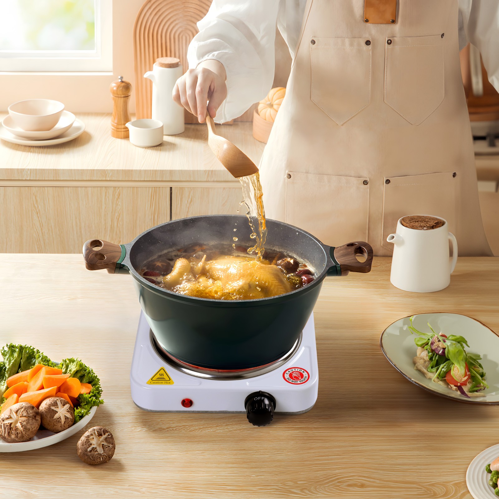 Portable Electric Countertop Single Or Double Burner Stove Hot Plate 1000W/2000W