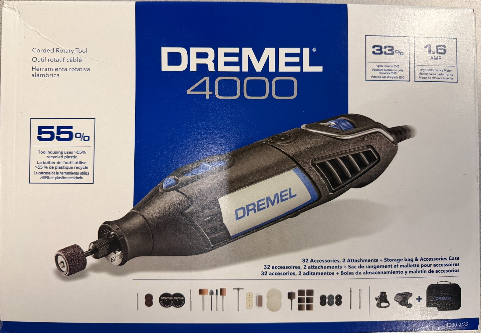 Dremel 4000 Rotary Tool Kit 4000-2/32 Variable Speed with 32 Accessories