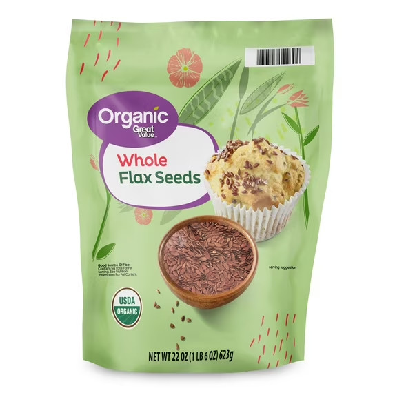 Great Value Organic Whole Flax Seed, 22 oz Free Shipping