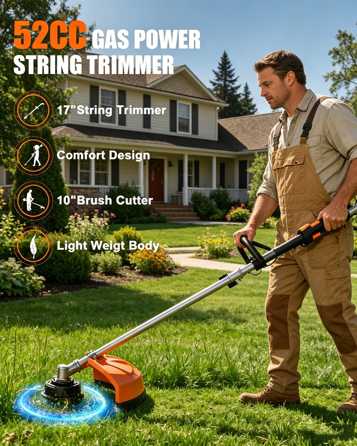 NEOTEC 5-in-1 Multi-Functional Trimming Tools Gas Hedge Trimmer 52CC Weed Eater
