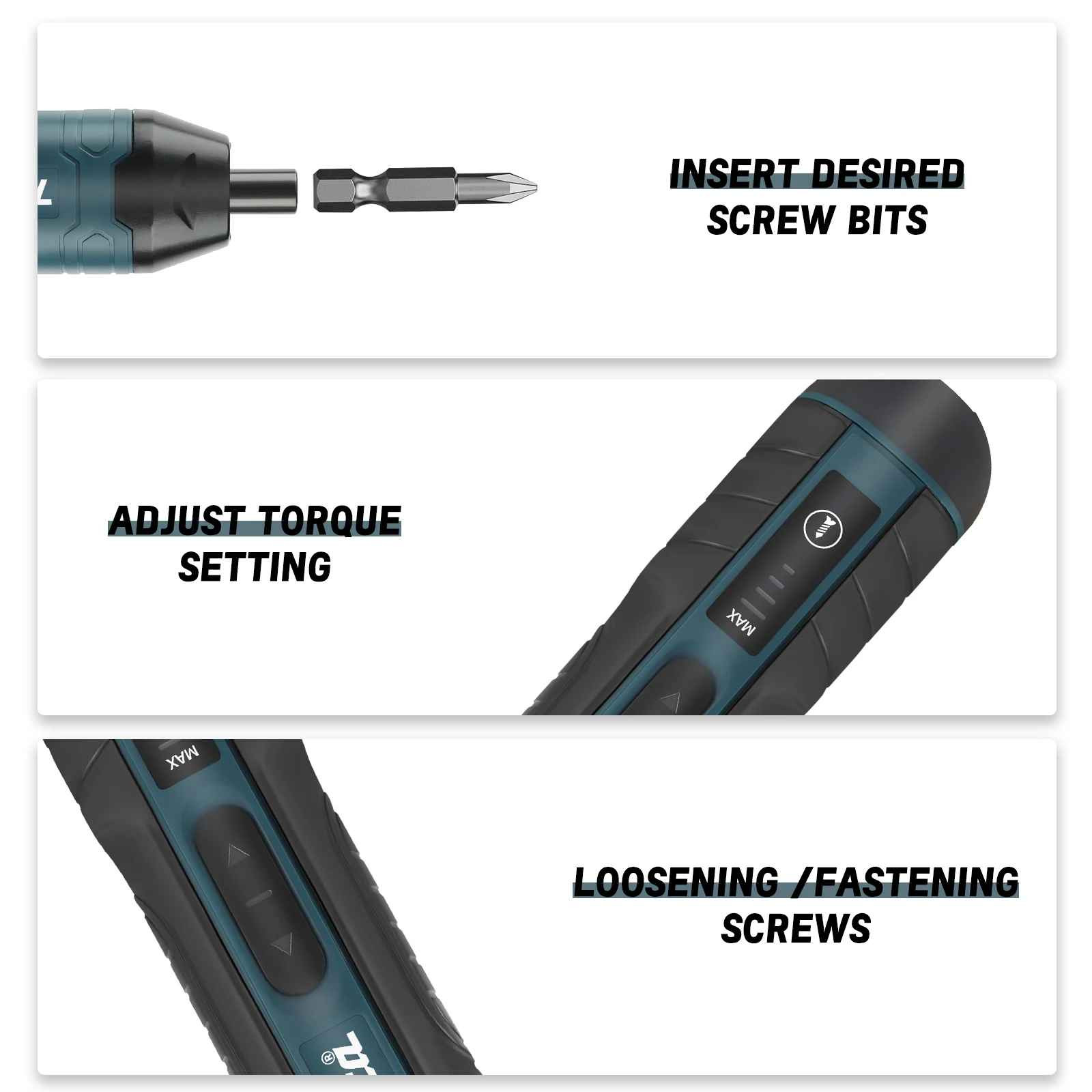 3.6V Cordless Electric Screwdriver 1300mAh Li-Ion 1/4″ Chuck 5N.m Torque