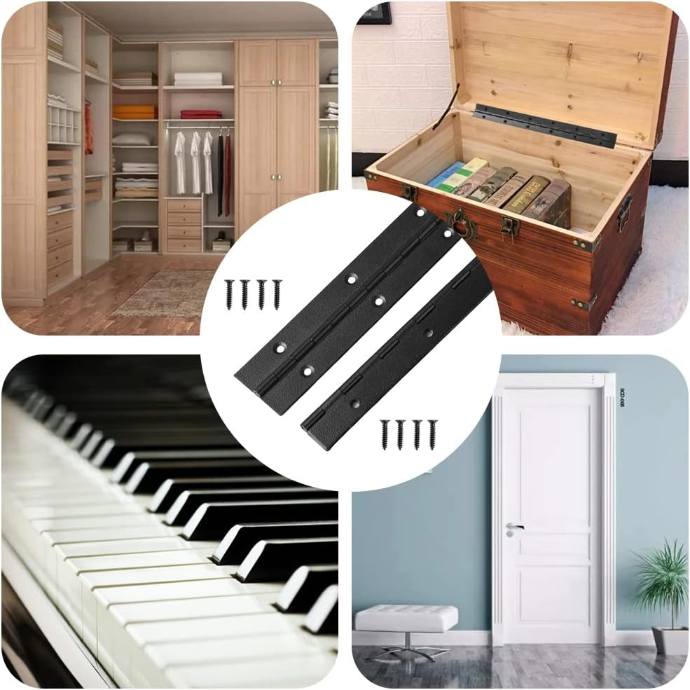 2 Pack Piano Hinge 30 Inch x 1.2 Inch Heavy Duty Stainless Steel Black Continuou