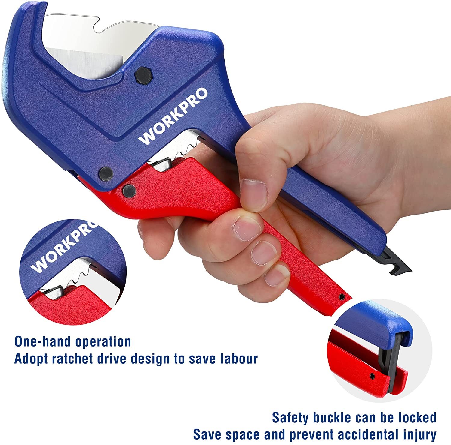 WORKPRO Ratchet PVC Pipe Cutter Up to 1-5/8″ Plastic Pipe and Tubing Cutter USA