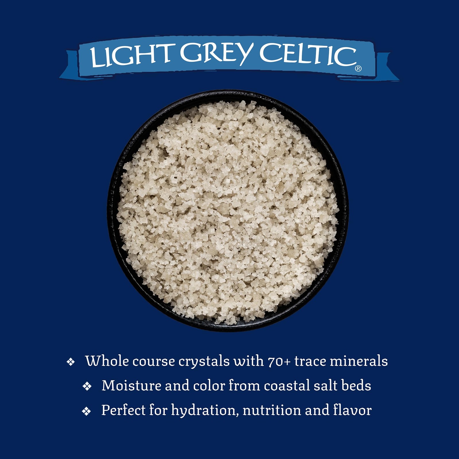 Light Grey Coarse Salt Unrefined Mineral Trace Minerals 0.5 lb Resealable Bag