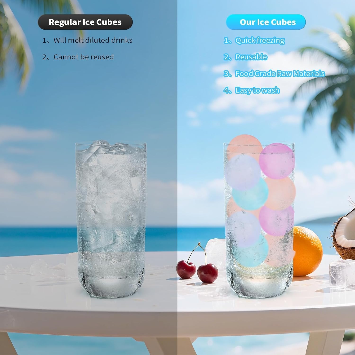 380 Pack Reusable Ice Cube for Drinks – Refreezable Plastic Ice Cubes Without