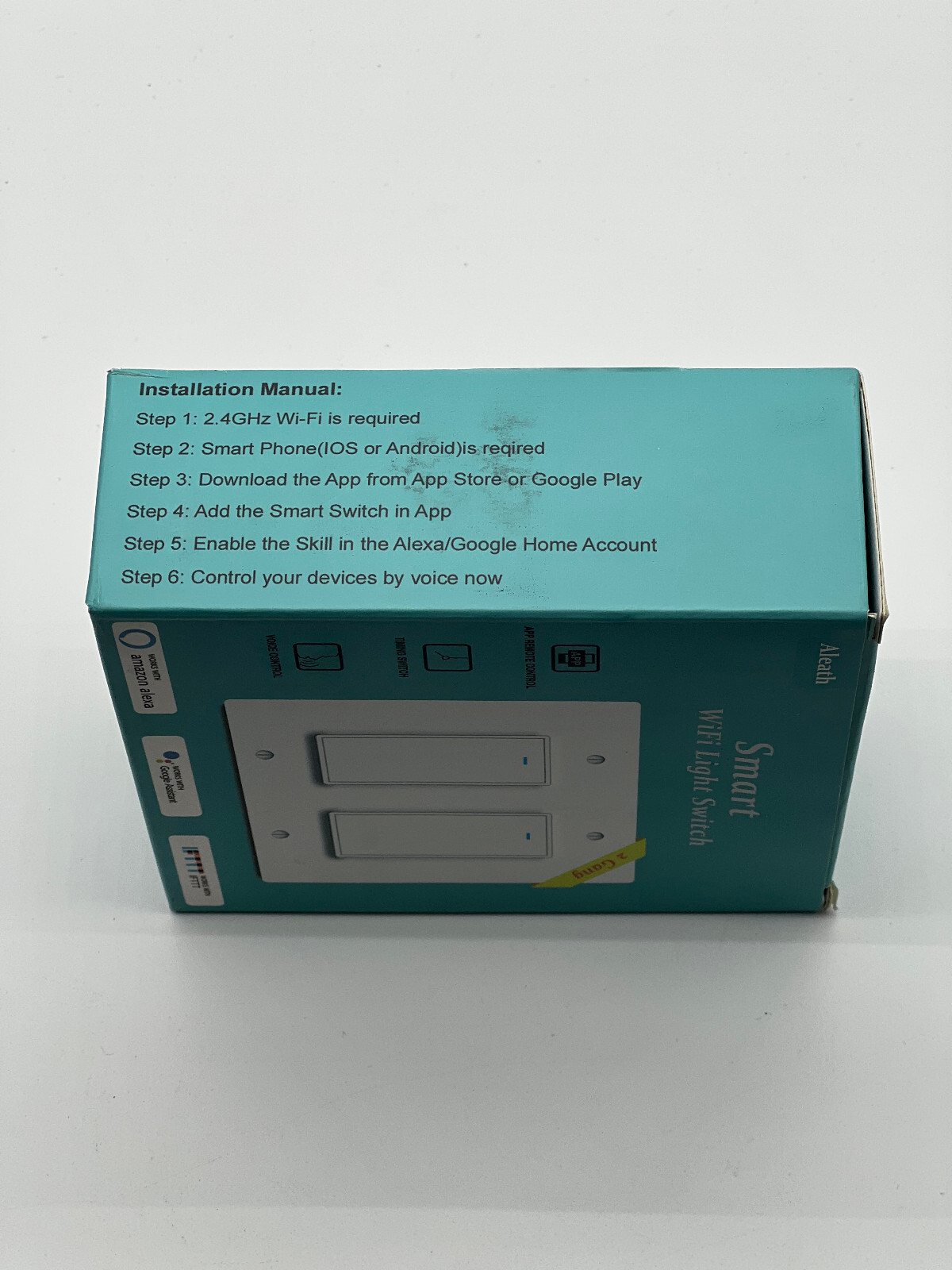 Aleath Smart WiFi Light Switch 2 Gang Works with Amazon Alexa