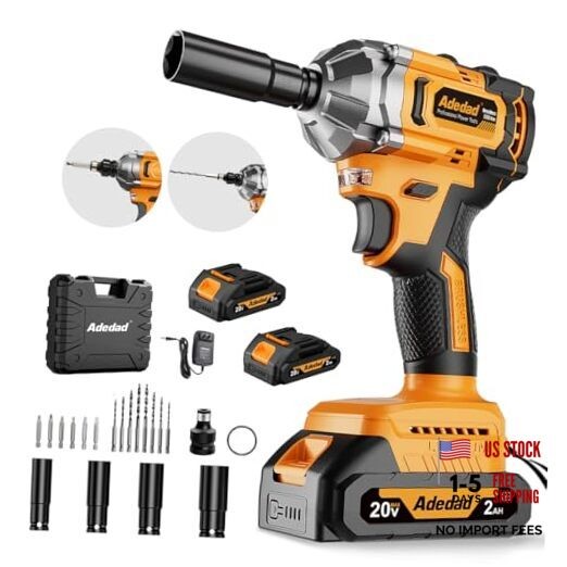 Brushless Impact Wrench 3-in-1 500N.m(369Ft-lbs) Torque 500N.m-2 batteries