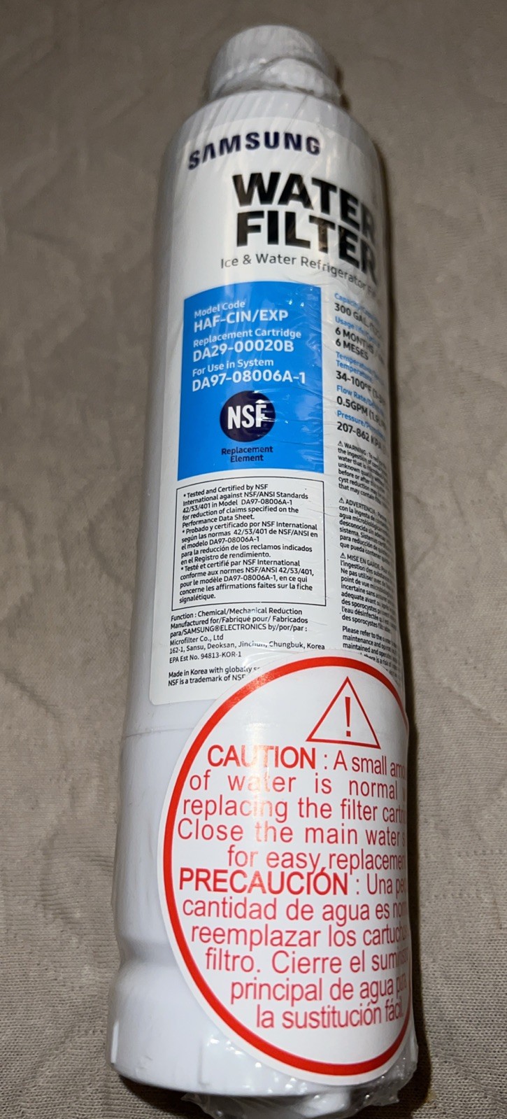 Samsung DA29-00020B HAF-CIN/EXP Refrigerator Ice Water Filter Da97-08006A-1