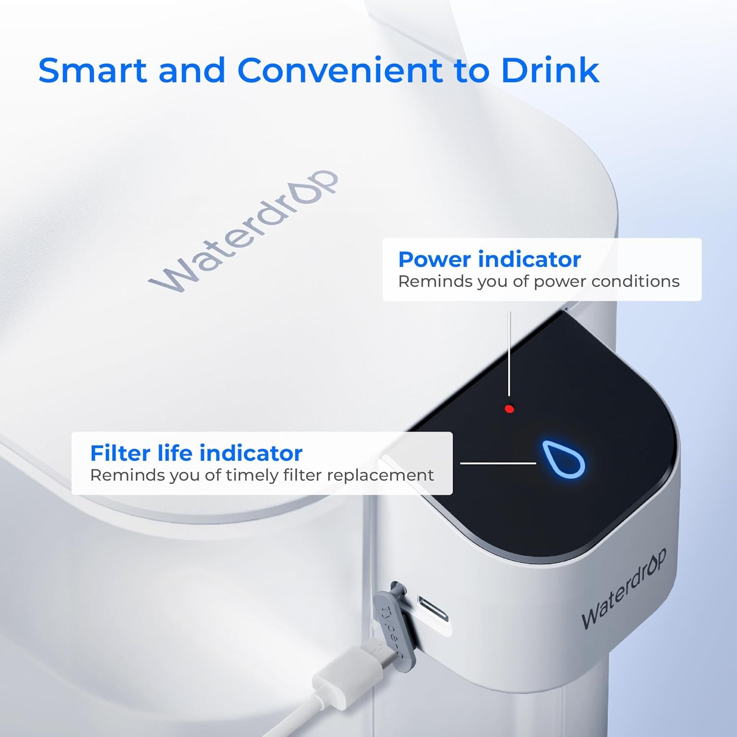 Waterdrop Electric Water Filter Pitcher, 200-Gallon Countertop Water Purifier