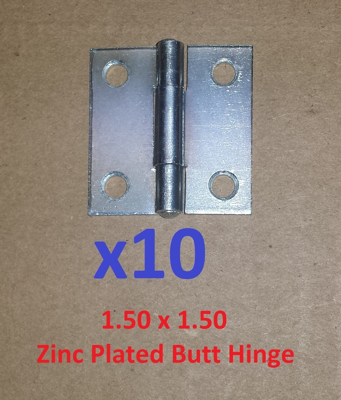 10 pc Zinc Plated Butt Hinge 1.5 x 1-1/2 HOLES 666-1.50ZP Cabinet/Door C1
