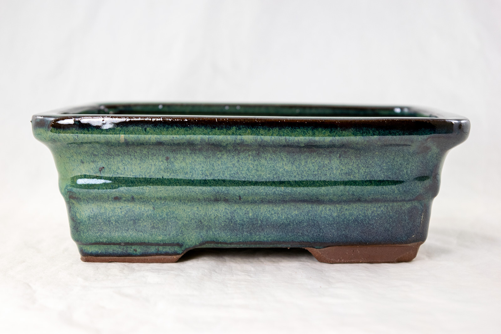Rectangular Glazed Bonsai & Succulent Pot + Mesh 8″x 6″x 2.75″ – Green Glazed