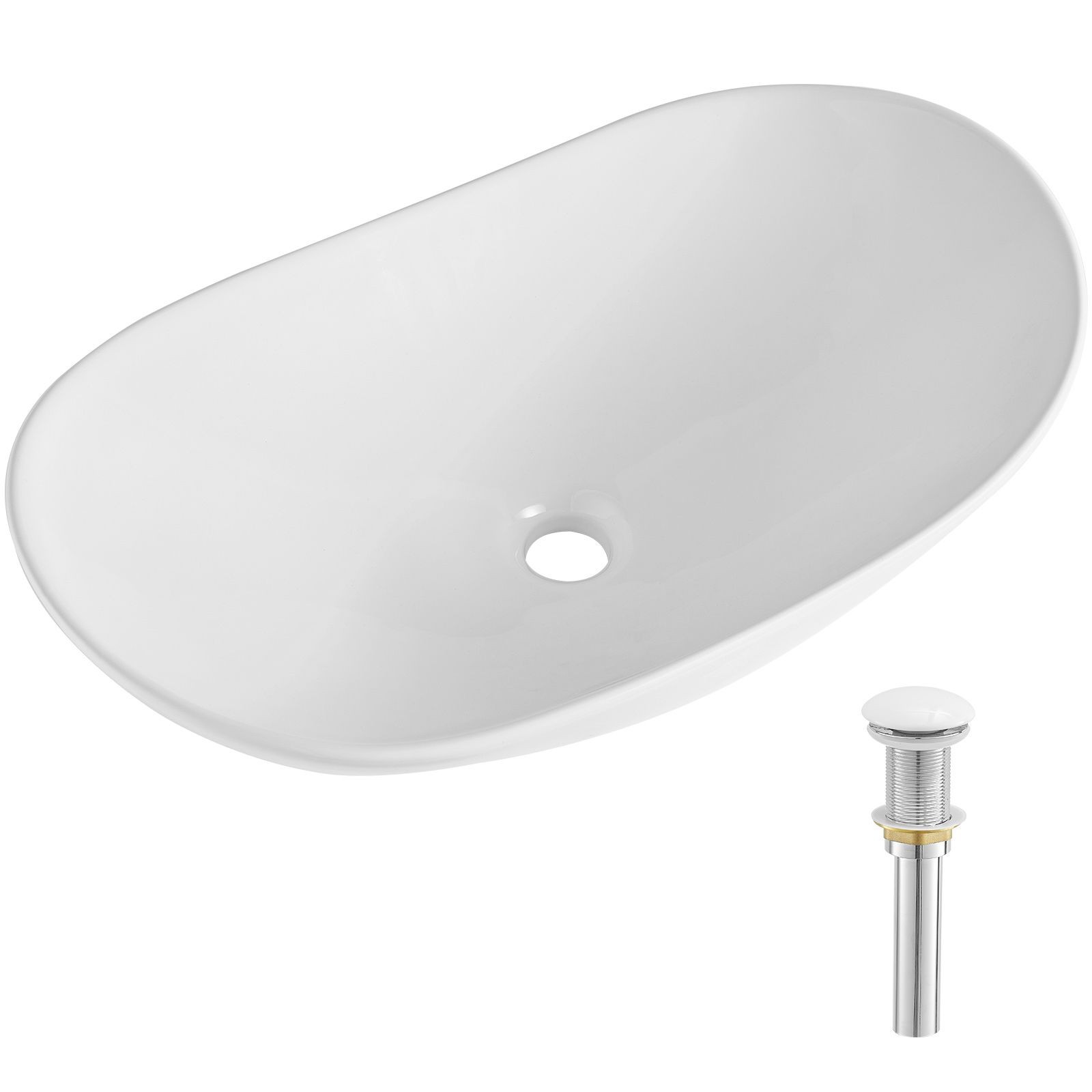Modern Oval White Ceramic Vessel Sink 23.3×14.2in