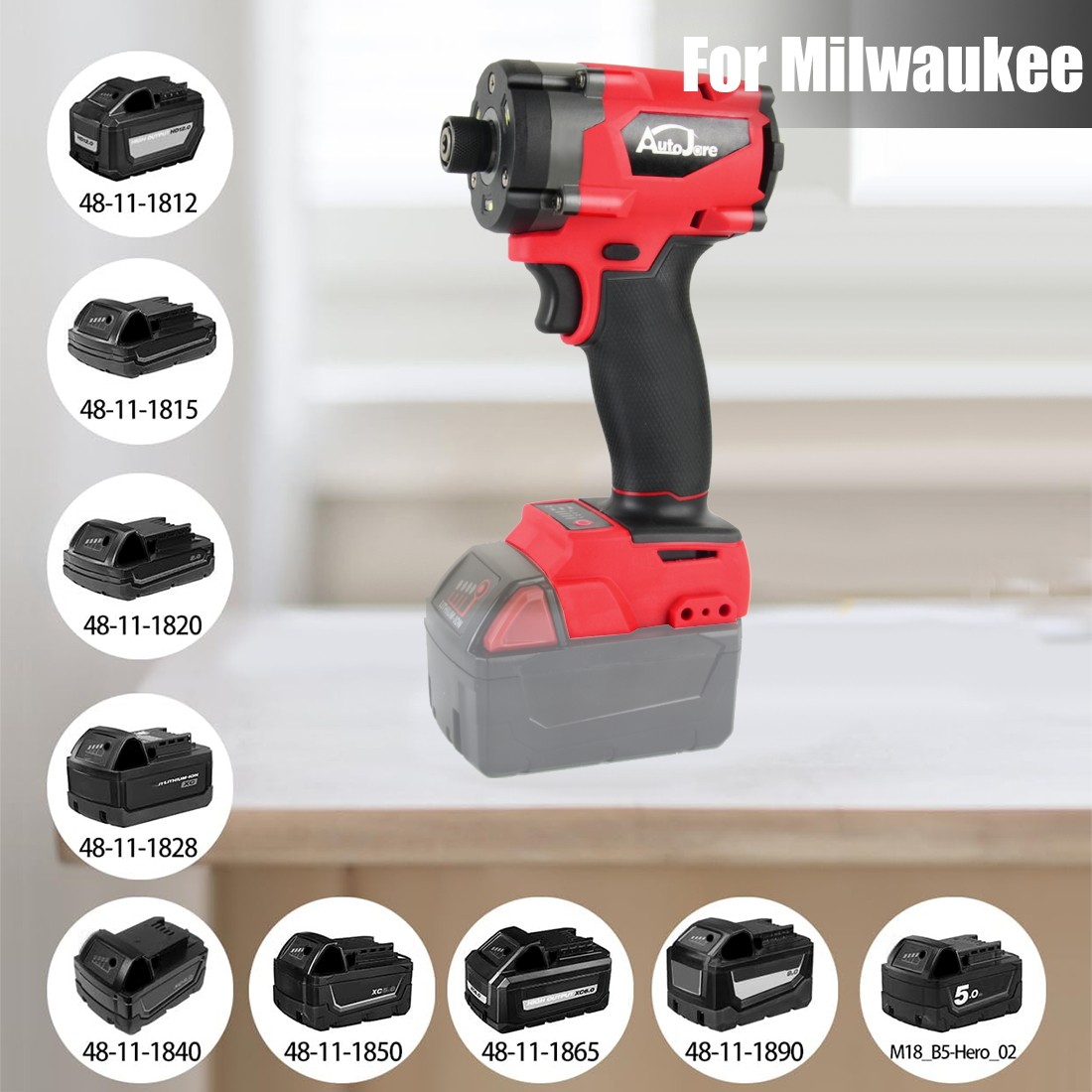 Brushless Cordless Impact Driver,for Milwaukee 18V Battery,1/4″ Compact,4 Speed