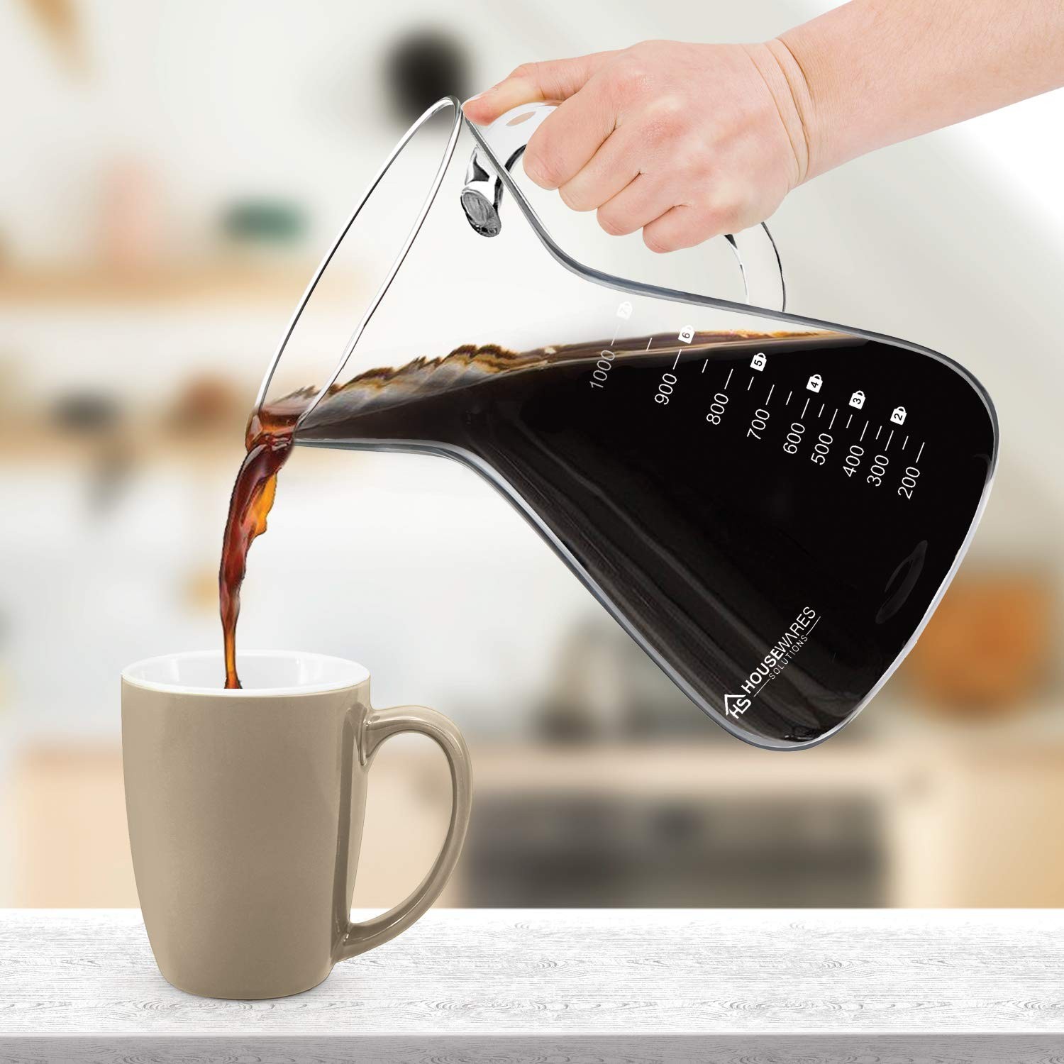 Pour Over Coffee Maker Set – 34 oz Large Borosilicate Glass Stainless Steel