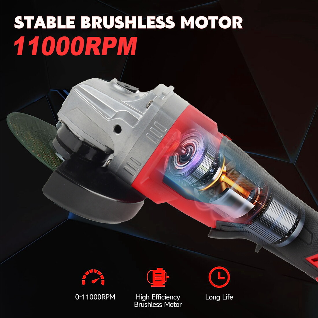 Cordless 4-1/2 Power Angle Grinder for Milwaukee 18V Battery Brushless 11000 RPM