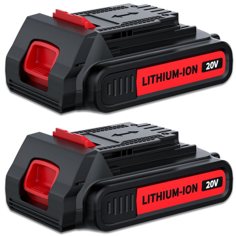2PACK 20V Lithium-ion Battery Replace / Charger for BLACK DECKER 20 Volt LBXR20