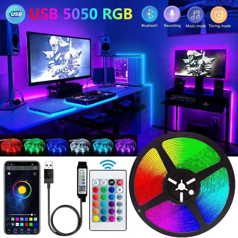 Bluetooth LED Strip Lights Smart SMD 5050 APP Remote RGB TV Backlight Home Décor