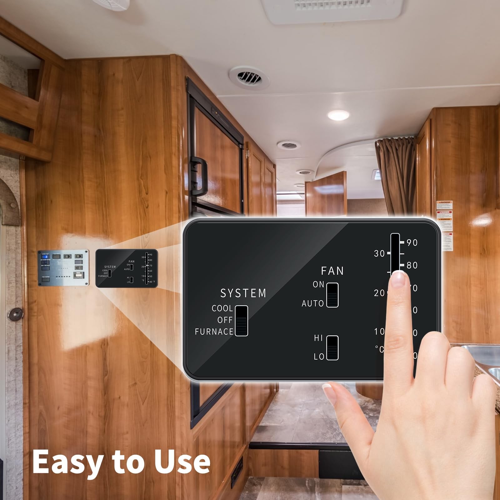RV Thermostat, Briidea Analog Thermostat (Cool Only/Furnace), Black
