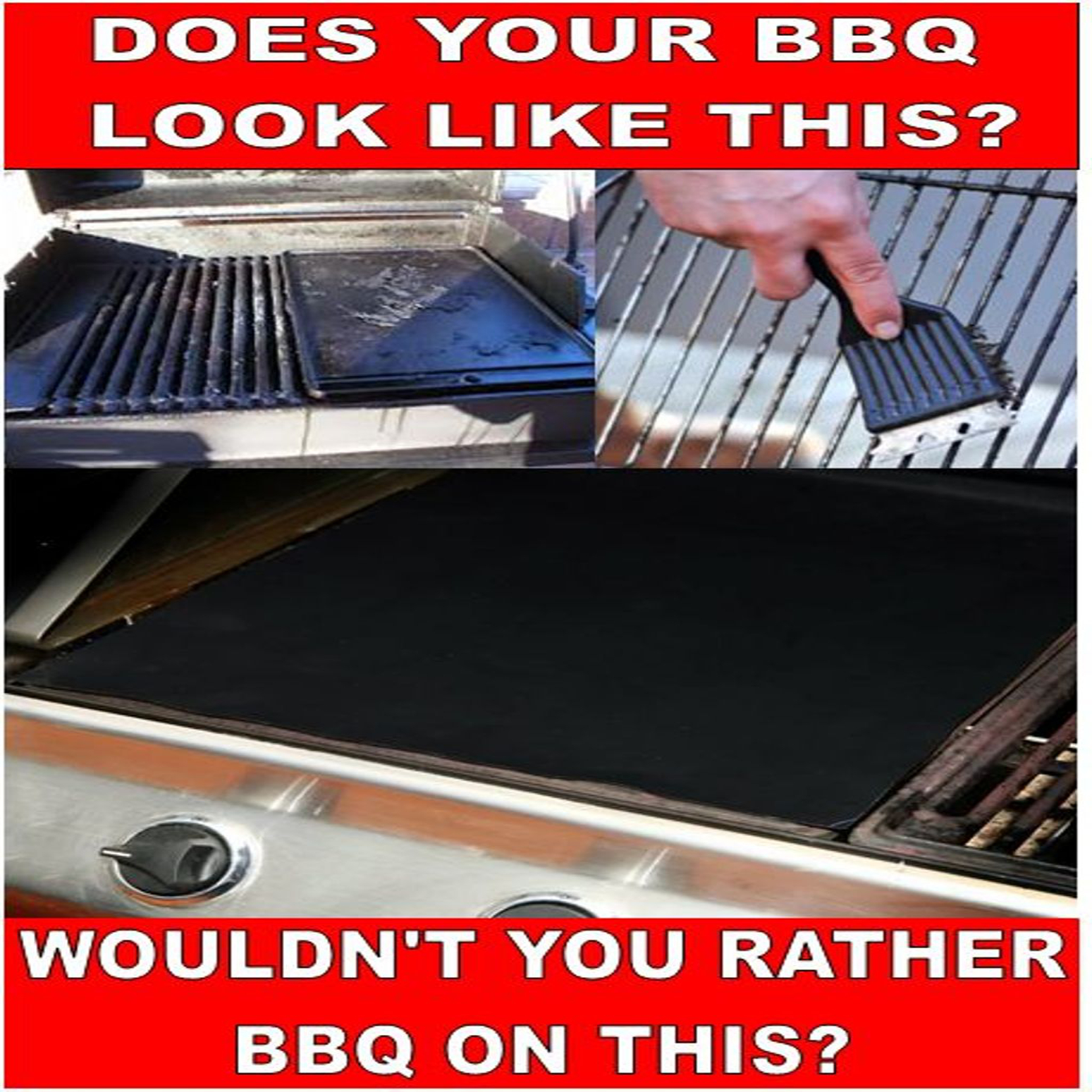 AUSSIE BBQ GRILL MAT RIGID (3 x Thicker) Reusable NonStick +Money Back Guarantee